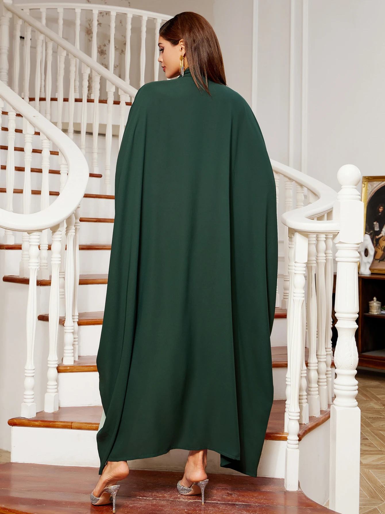 Новинка 2024 модная повседневная абайя с рукавами летучая мышь ручной работы со