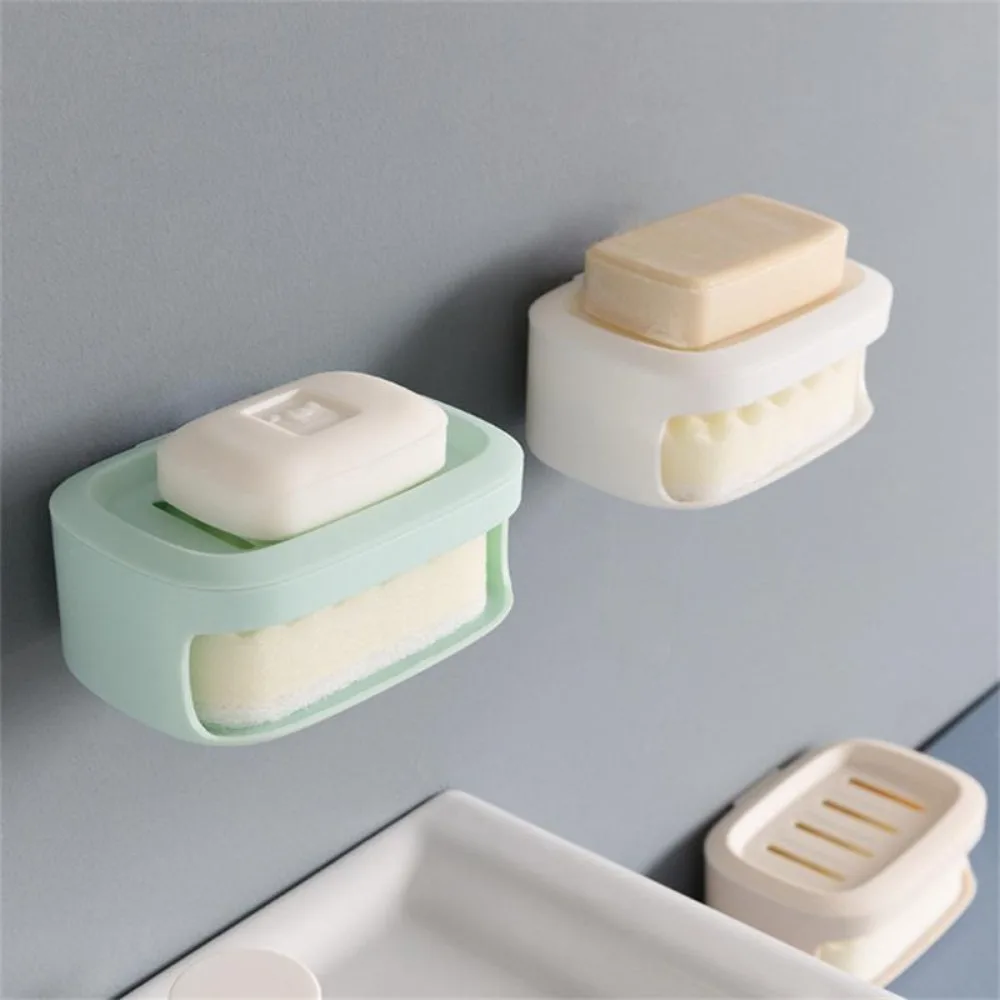 

Simple Plastic With Water Drain Hanging Bathroom Organizer Double Layer Soap Holder Soap Dish Soap Rack Soap Storage Box