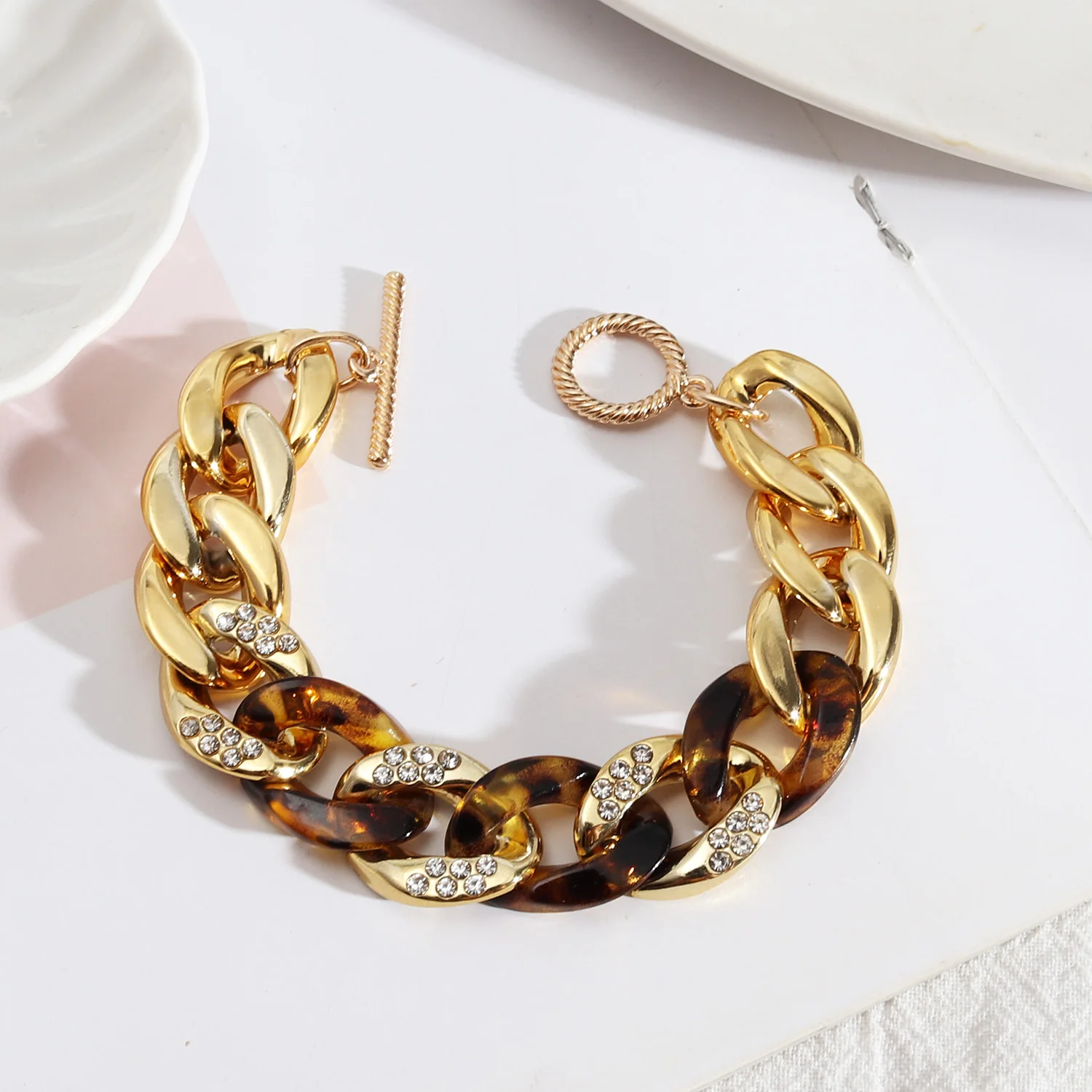 Милые яркие кристаллы карамельного цвета акриловые звенья браслеты-цепочки для