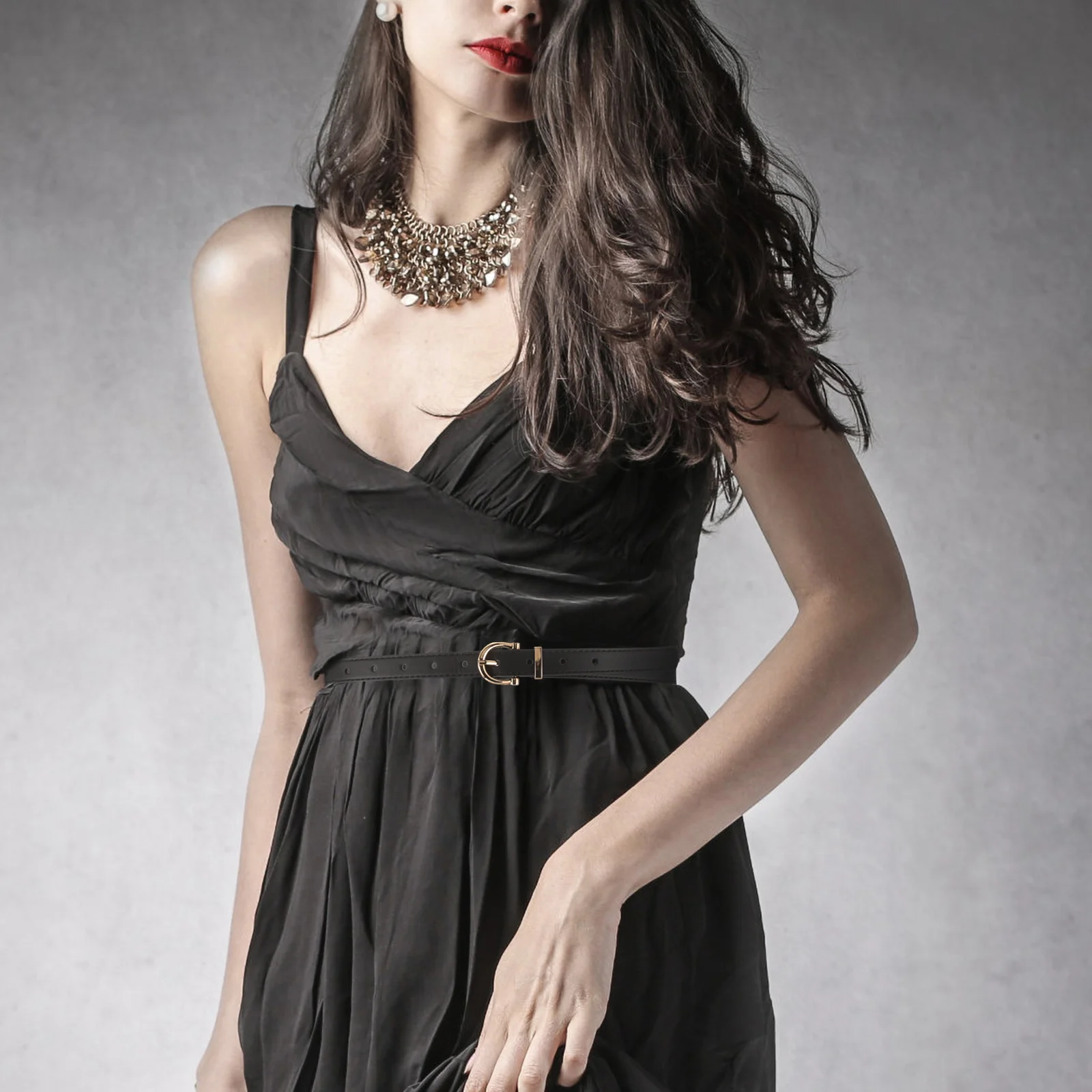 

2pcs Women Imitation Belts Jeans Belt Metal Buckle Belt Adjustable Pants Belts