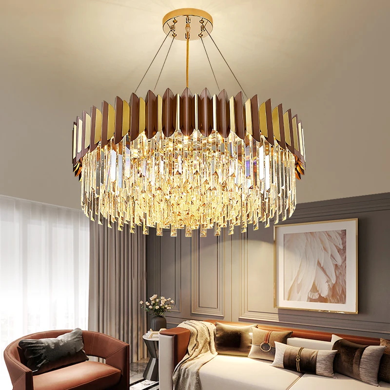 

Роскошная хрустальная люстра светильник 2023, дизайнерская круглая лампа в стиле постмодерн для гостиной, лампы для французской столовой, столовой, спальни