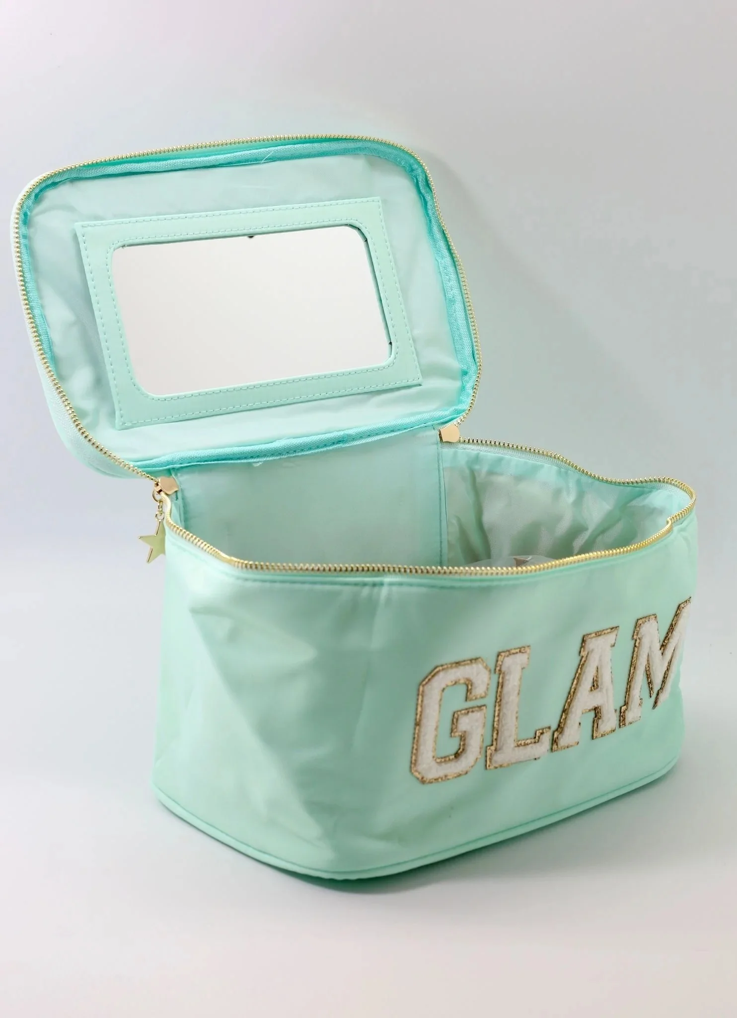 

Nylon Portable Personalized Glitter Letter Patches Custom Women Girls Travel Toiletry Cosmetic Makeup Bag Cases