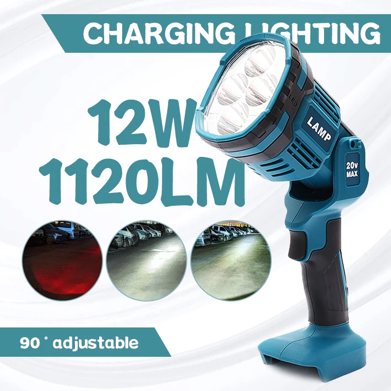 18V Rechargeable Powered LED Lantern Electric Torch Flashlight Lamp Spotlights Outdoor Emergency Work Light For Makita Battery