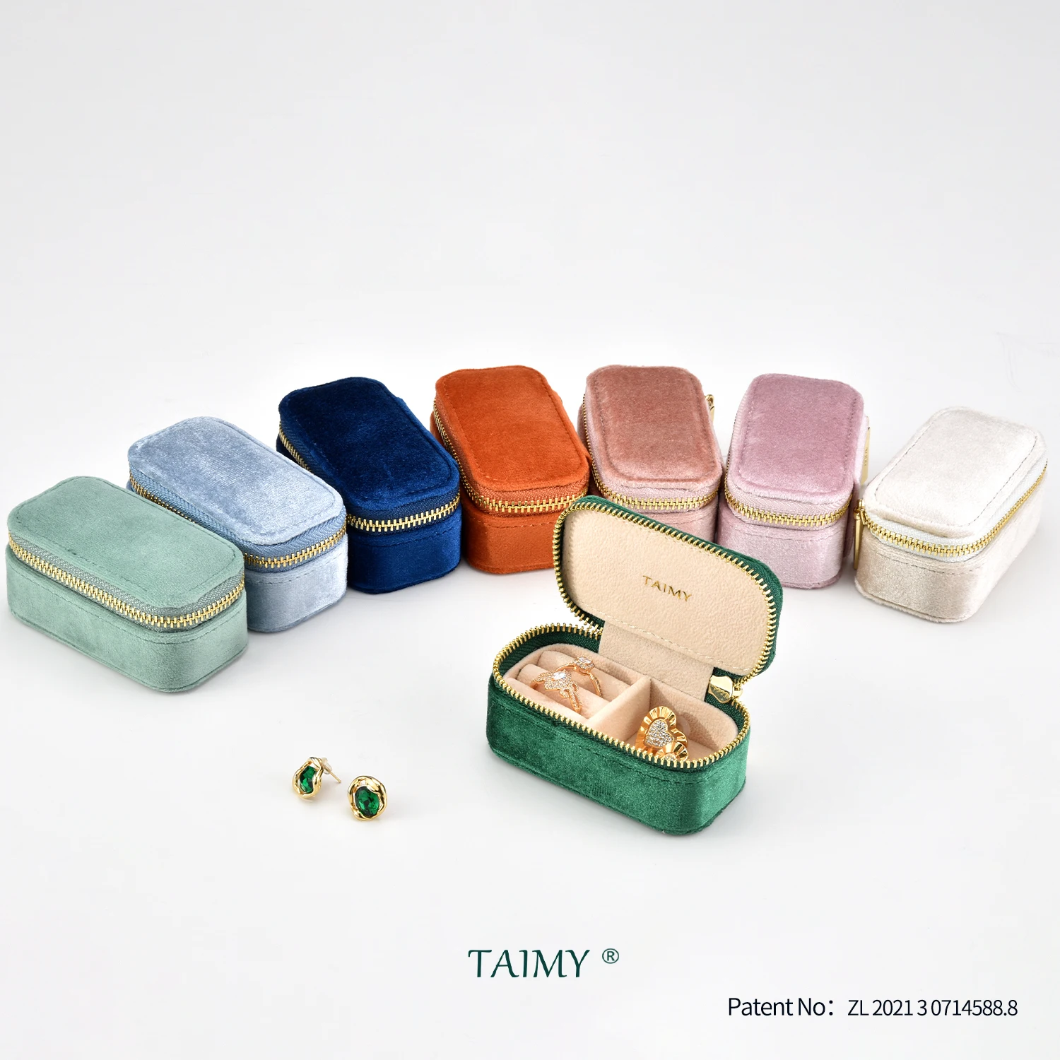 Фото Миниатюрная бархатная шкатулка для ювелирных изделий TAIMY с индивидуальным логотипом, миниатюрная шкатулка для хранения колец и сережек для девочек, органайзер для ювелирных изделий №1