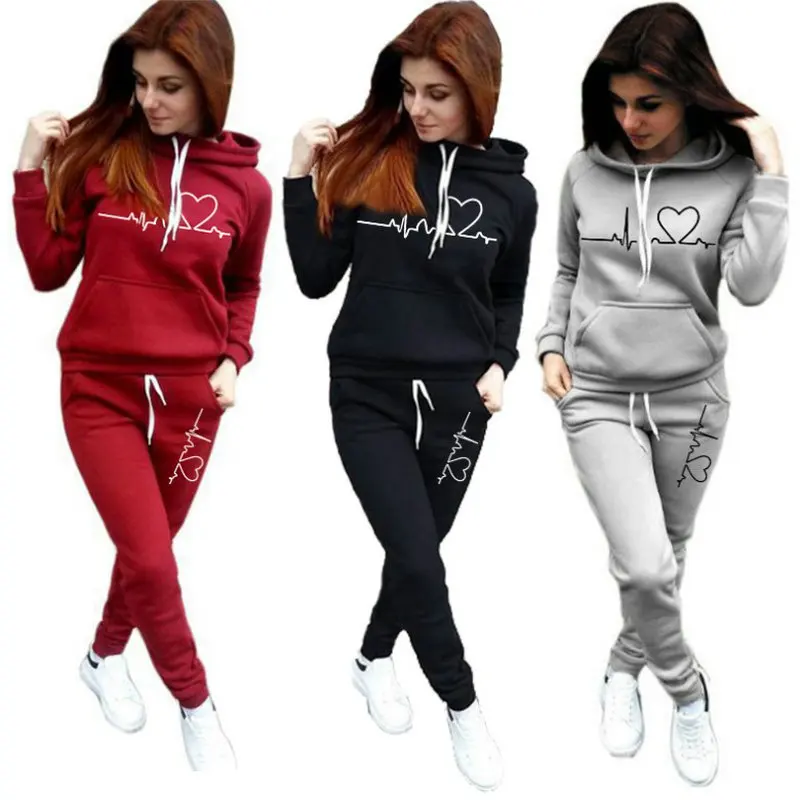 

Bikinis Secret Womens Clothes Casual Long Sleeve Hoodies + Pants Sports Suits Autumn/winter Outdoor Printed Fleece Jogging Suit