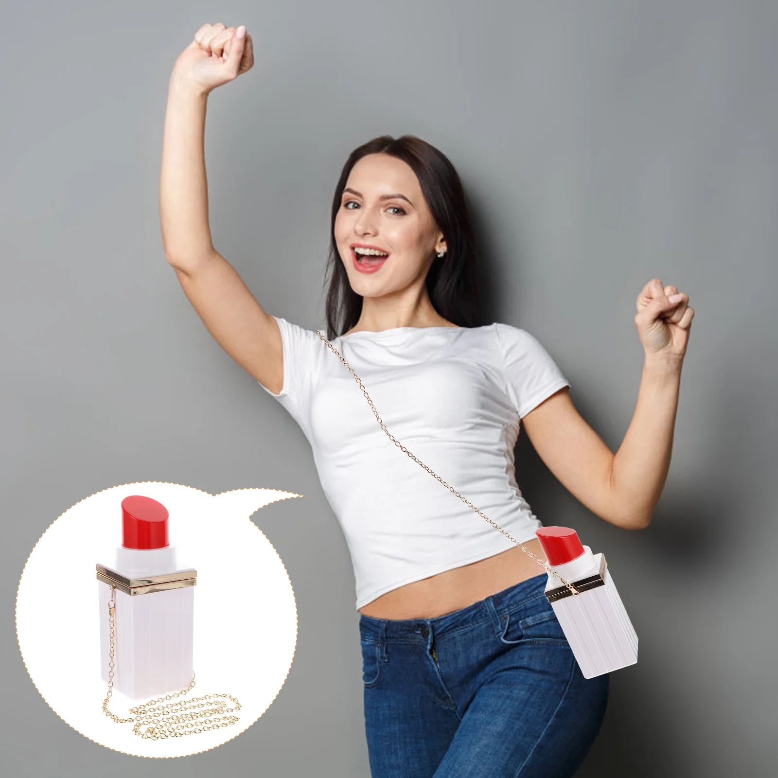 

1 PC Lipstick Shape Creative Party Purse Bag Chic Fashionable Trendy Chain Bag Dinner Clutch for Female
