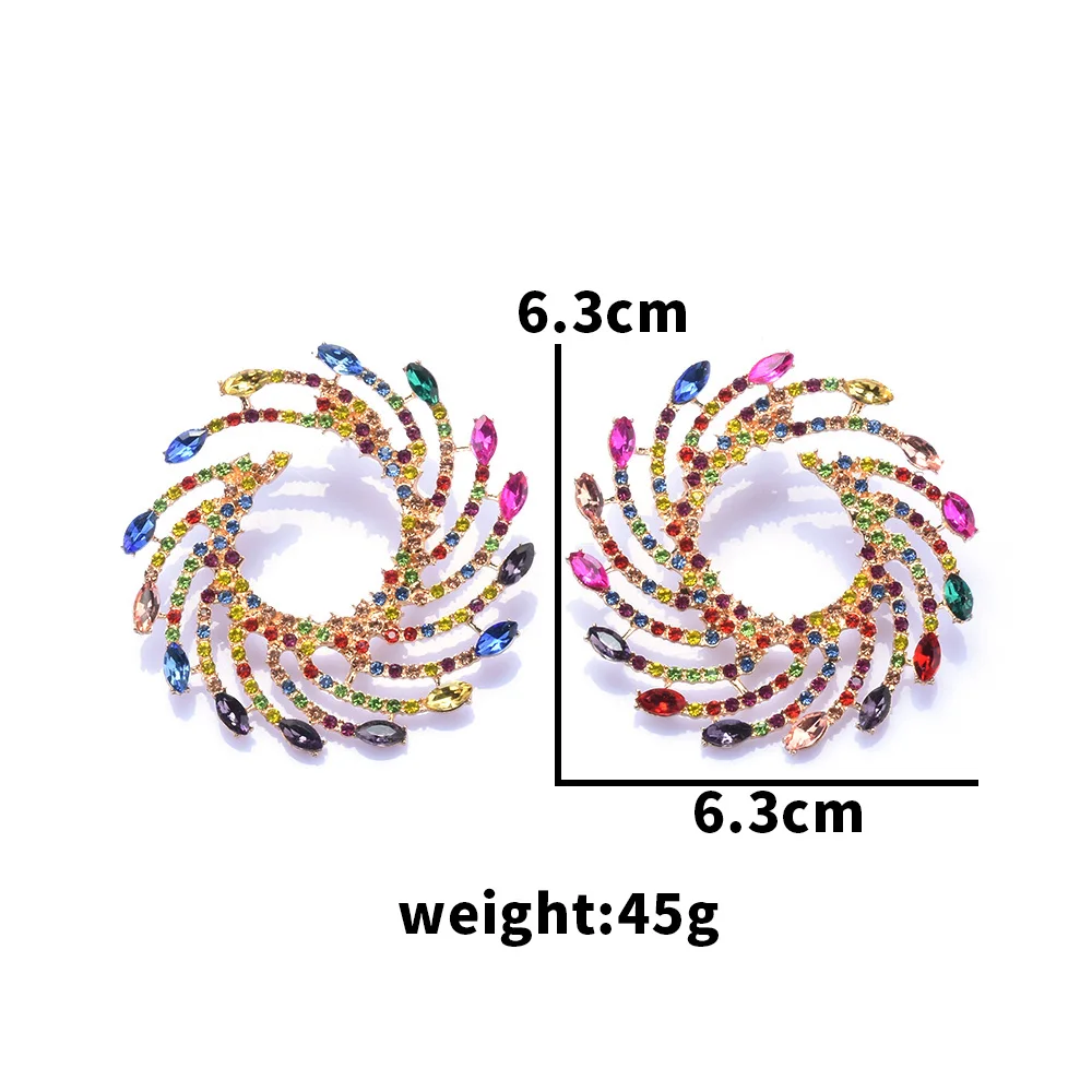 Новинка 2024 трендовые серьги ZA с красочными кристаллами и стразами полые в форме