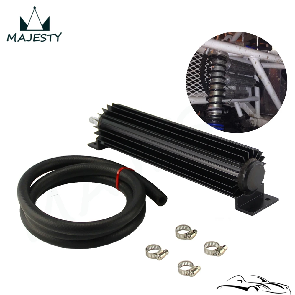 

Universal 12'' Aluminum Dual Pass Finned Transmission Oil Cooler Kit Black