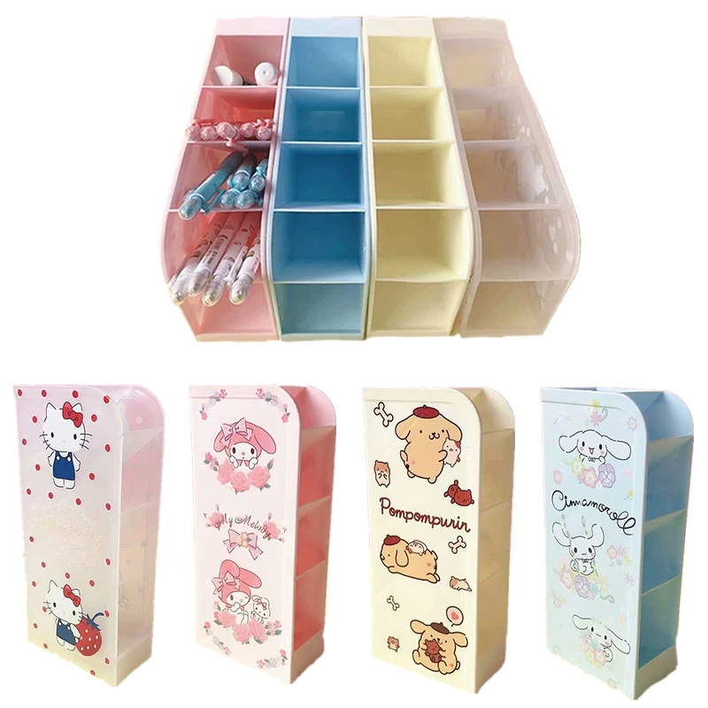 

Kuromi My Melody Kittys Desktop Organizer Kawaii Anime Pen Holder Cartoon Large-Capacity Storage Stationery Makeup Case Gifts