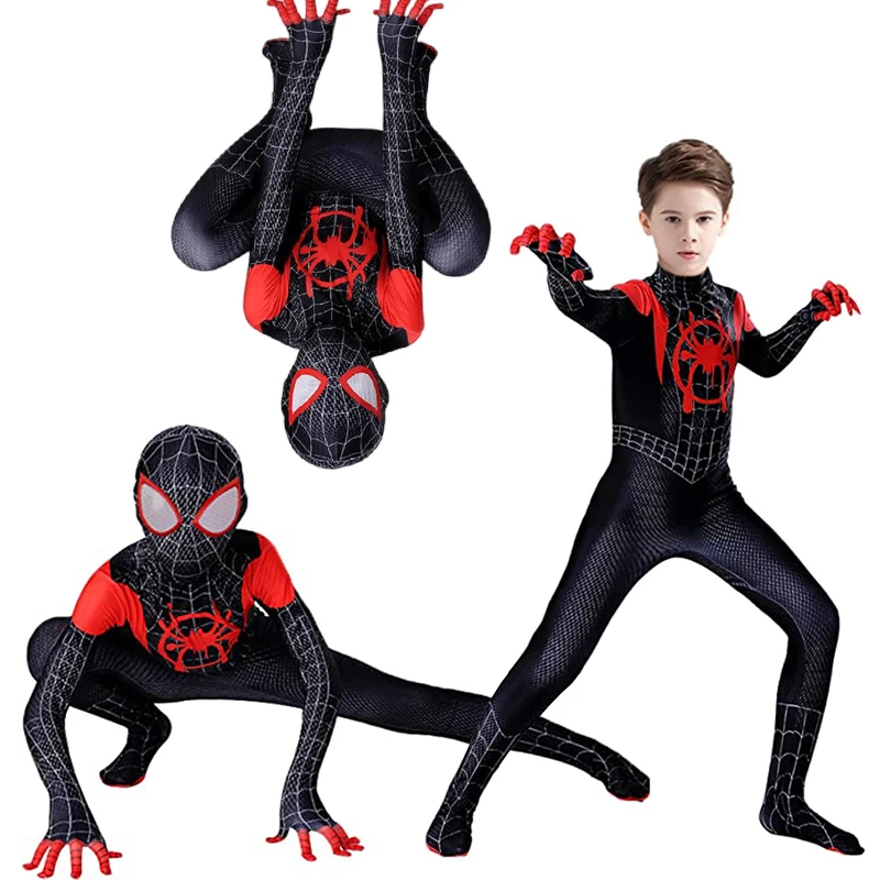 Spiderman Costume Miles Morales Spider Man Cosplay Costume Zentai Bodysuit Anime Superhero Costume Jumpsuit Halloween for Kids