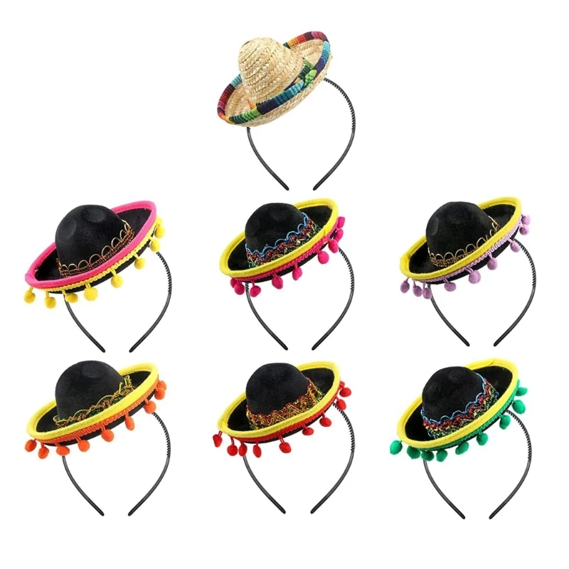 

Spanish-style Hat Headband Mini Sombrero Cap HairHoops for CincoDeMayo Dropship