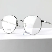 titanium alloy light weight irregular polygon optical frame custom photochromic myopia reading glasses prescription lens