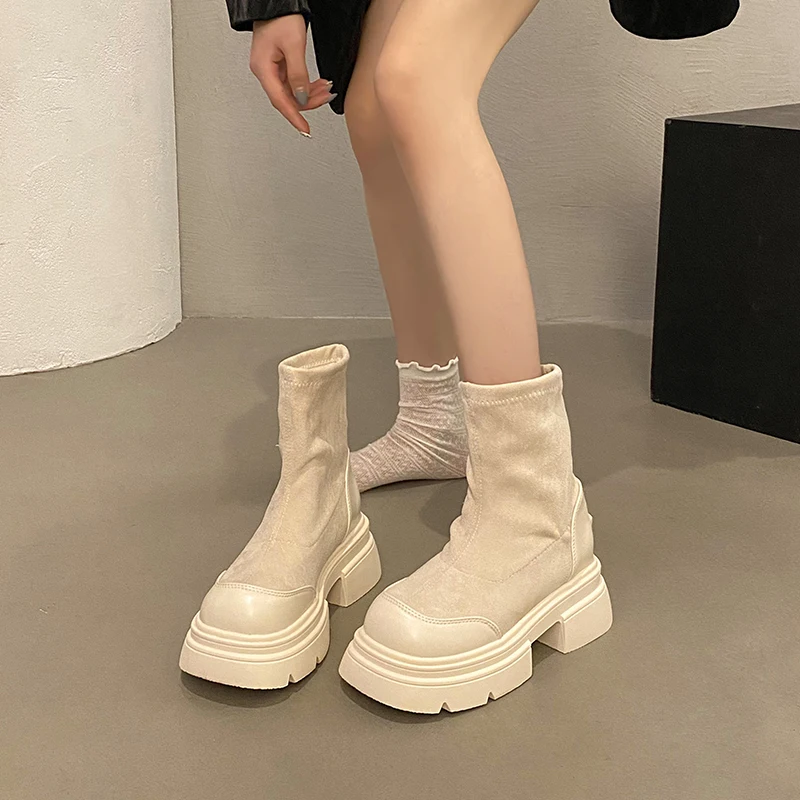 Женские ботинки женская обувь осенне-зимняя челси женские 2024 черные ботильоны в