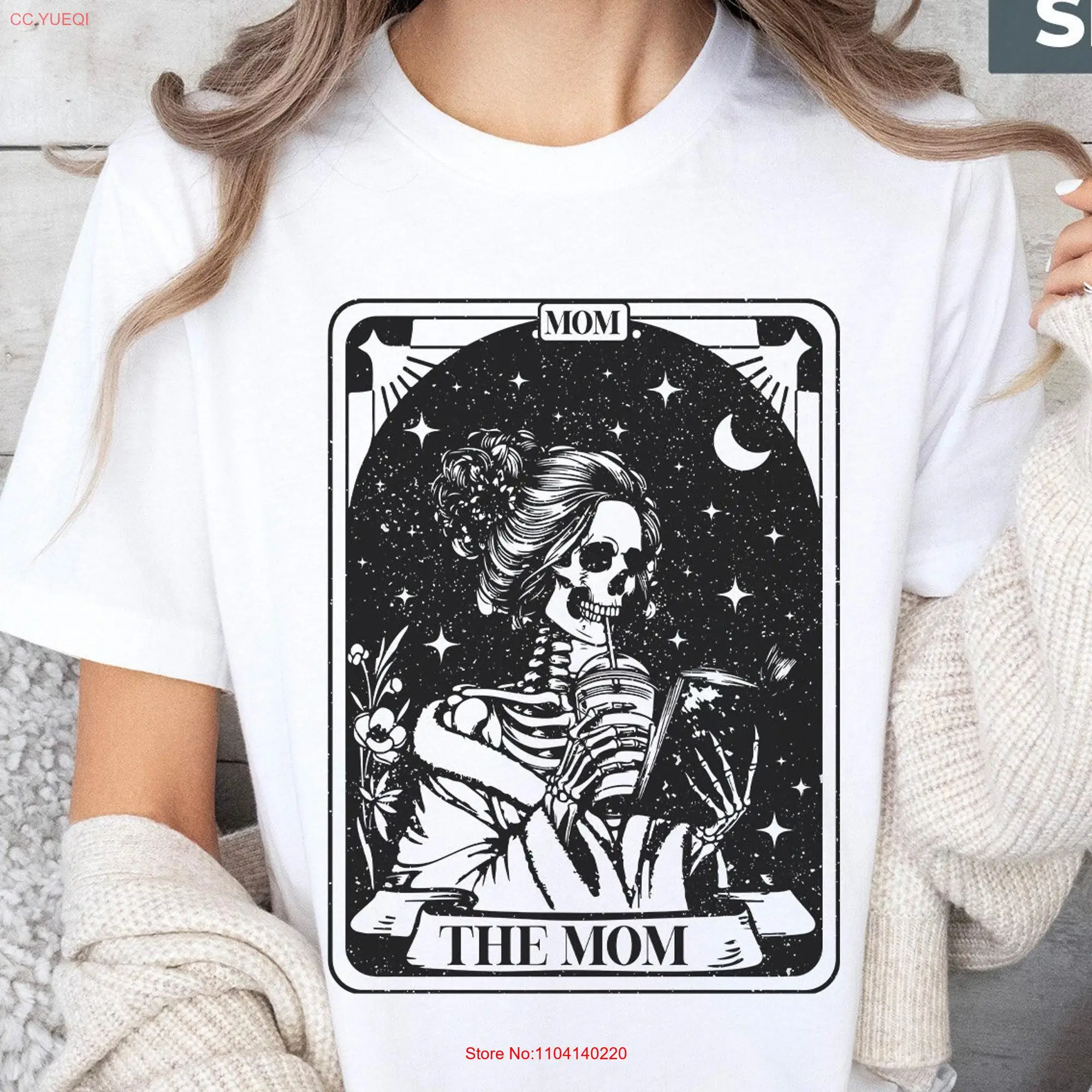 Футболка с надписью The Mom Tarot Card скелет келестическая мама вибризм Хэллоуин