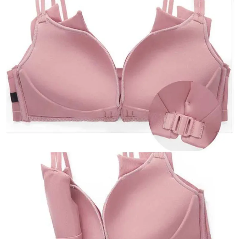 Front Closure Underwear Womens Push Up Bras Small Chest Wireless Brassiere Top Support Gathers Adjustable Bra Soutien Gorge