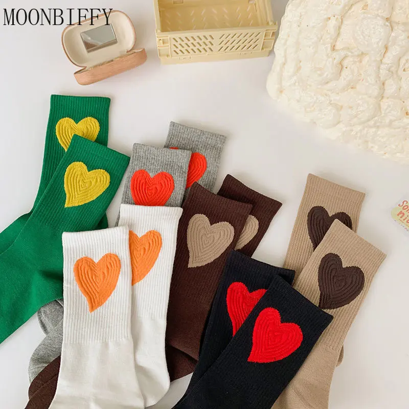 

Socks Female Ins Tide All-match Simple Love Spring Autumn Cotton Socks Korean Version of The Trend Street Skateboard Pile Socks