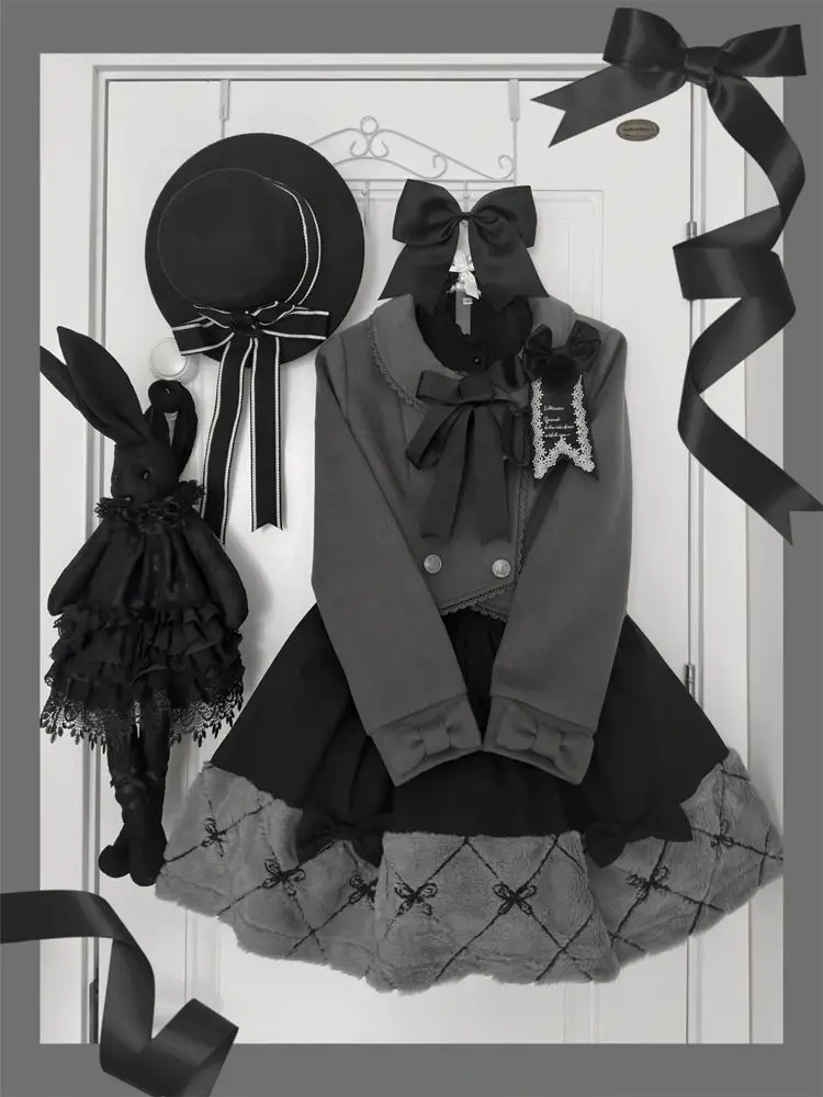 Японские женские Y2k эстетические комплекты из 2 предметов с бантом розовые