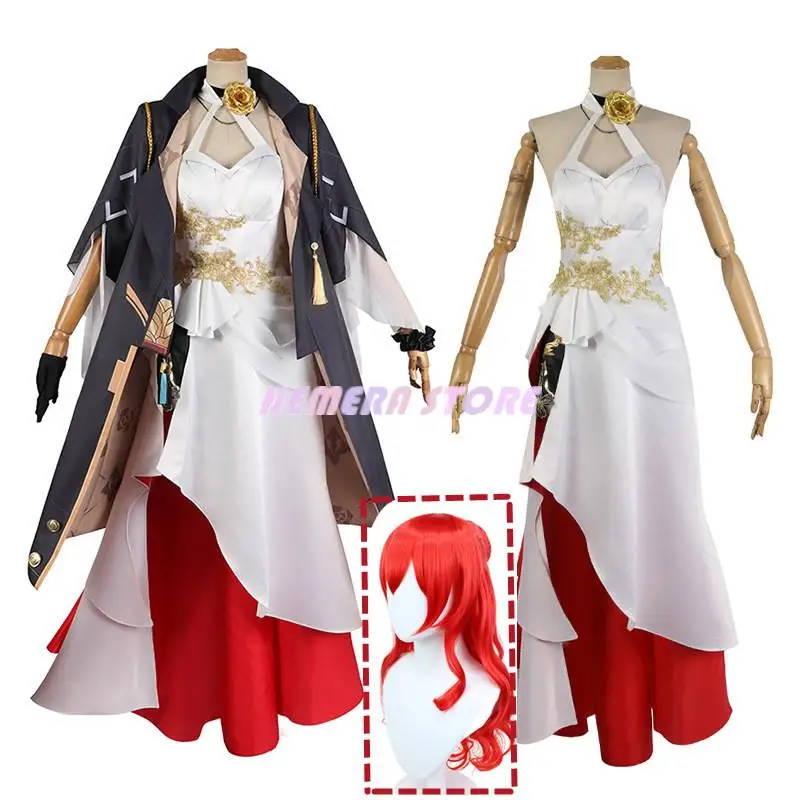 

Anime Game Honkai: Star Rail Himeko Cosplay Costume Sexy Evening Dress Cosplay Role Play Outfit Women Red Buckle Wig