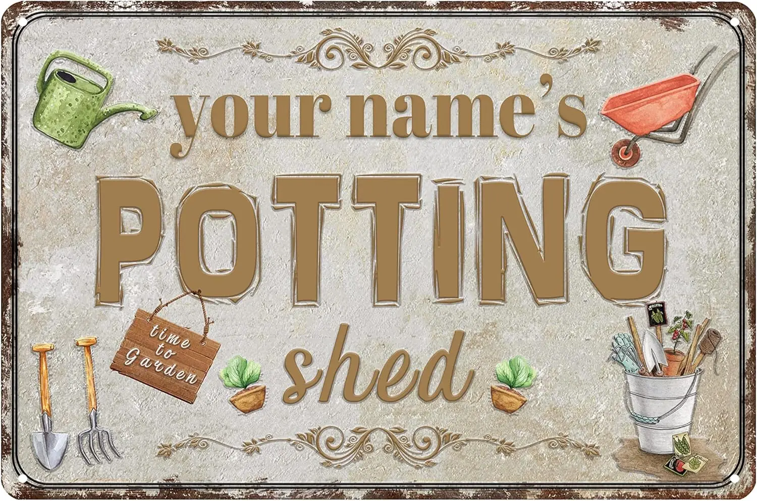 Ctom Potg Shed Sgn Персонализированный Nme lumnum Ретро Wll декор