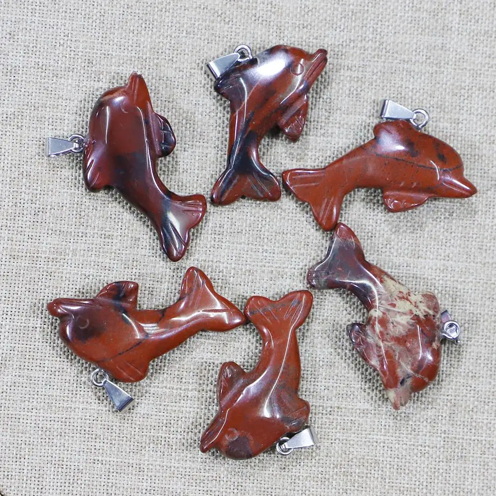 New Natural Rainbow Stone Dolphin Pendants Charms Spiritual for Necklace Jewelry Making 6pcs Wholesale Pendentif Diamant Femme