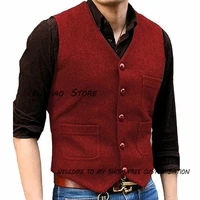 mens suit vest v neck herringbone vintage waistcoat 4 button sleeveless jacket steampunk male vests