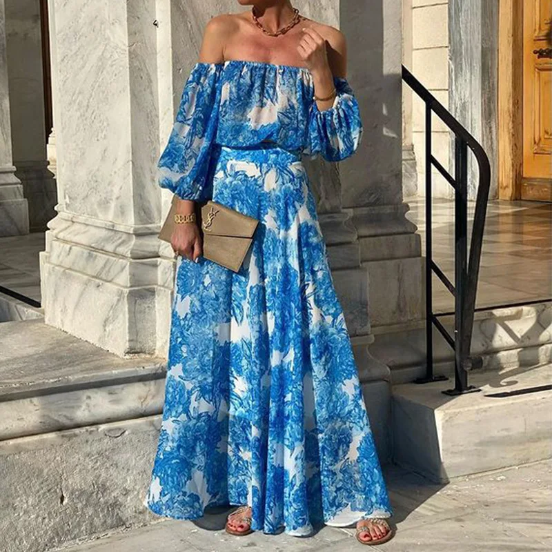 Женское летнее платье с принтом открытыми плечами и рукавами