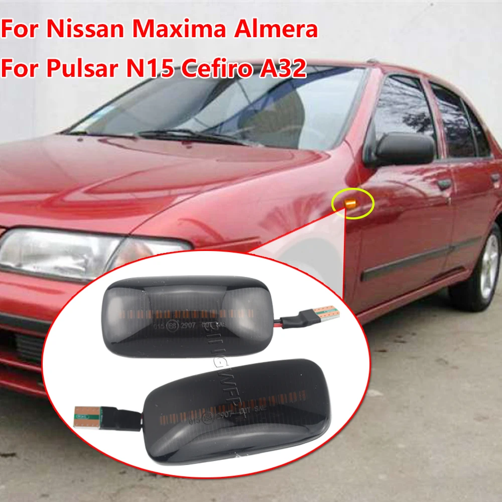 

2X для Nissan Maxima Almera N15 1995-2000, динамический ретранслятор, боковой маркер, зеркальный индикатор, поворотный световой сигнал