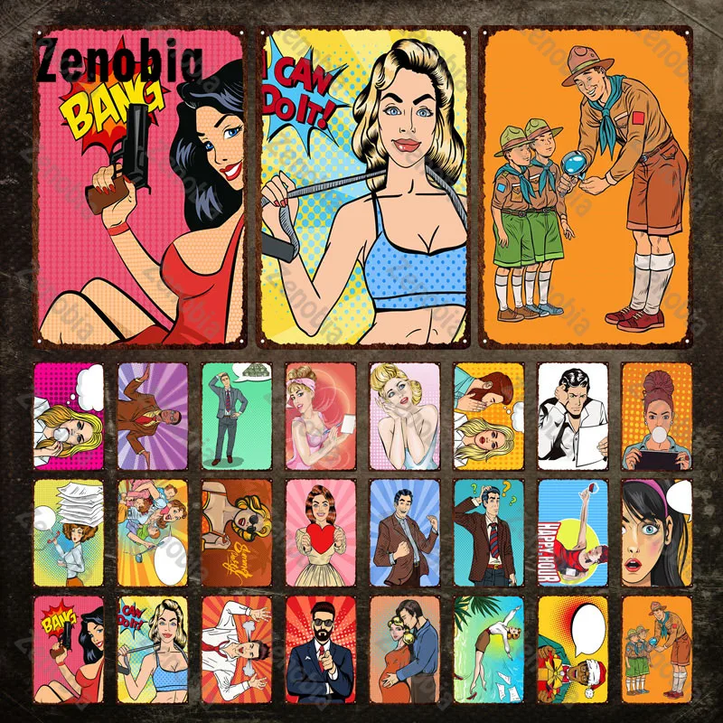 

Pop Style Metal Signs Girl Exercising Shooting Metal Poster I Can Do It Tin Signs Tin Paintings Vintage Plaque for Bar Pub Decor
