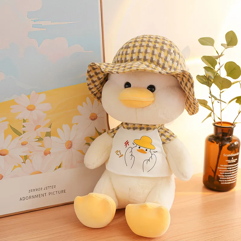 

Симпатичная плюшевая игрушка, 50 см, Женская клетчатая шляпа, весенний подарок, подушка, мягкая игрушка, утка, кукла, лучший подарок для девоч...