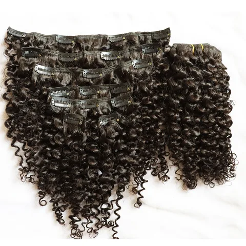 Наращивание человеческих волос на заколке, вьющаяся голова Джерри, качество, 120 грамм, заколки из натуральных волос для чернокожих женщин