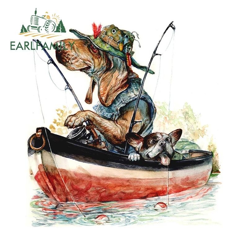 

EARLFAMILY 13 см X 12,4 см для собаки рыбалки забавные автомобильные наклейки Модные Простые наклейки Автомобильная этикетка граффити виниловая автомобильная пленка Декор