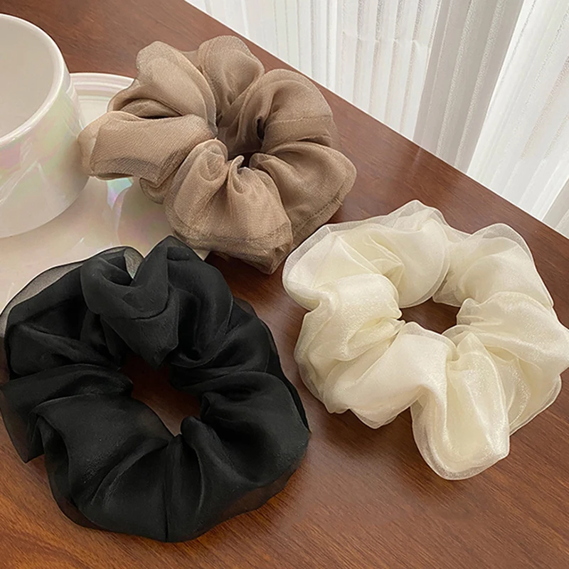 

Двухслойная эластичная лента для волос из органзы, резинки из сетчатой пряжи для женщин, женский держатель для конского хвоста, резинки для волос, повязка на голову, аксессуары для волос