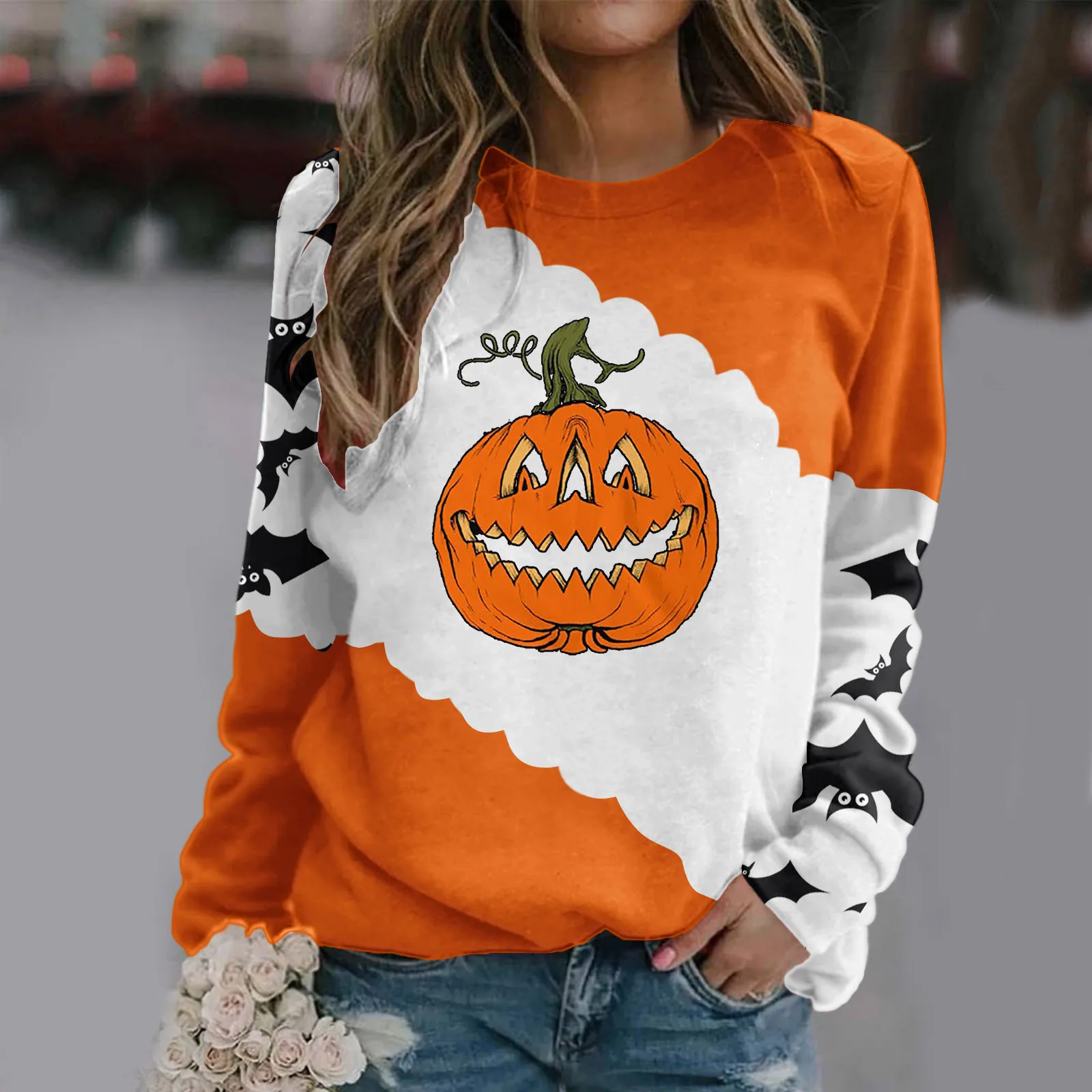 

Женская толстовка с круглым вырезом, с принтом