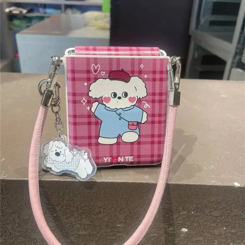 Корейский милый мультяшный чехол Тедди роза с петлями для Samsung Galaxy Z Flip6 Flip5 4 3 Xiaomi