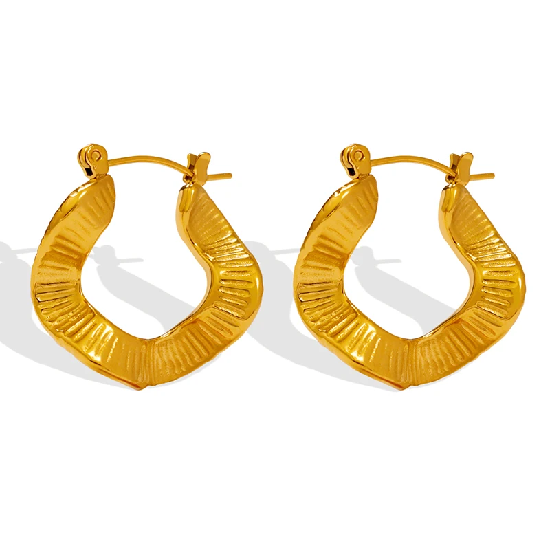 

Irregular Shaped Ear Buckles Titanium Steel Wave Hoop Earring Wholesale High Qualty Jewelry For Women Earrings