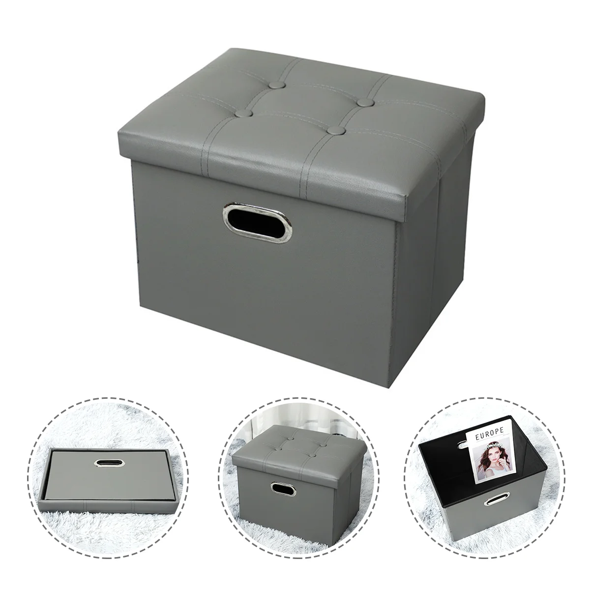 

Storage Stool Foldable Storage Ottoman Storage Stool for Living Room Bedroom