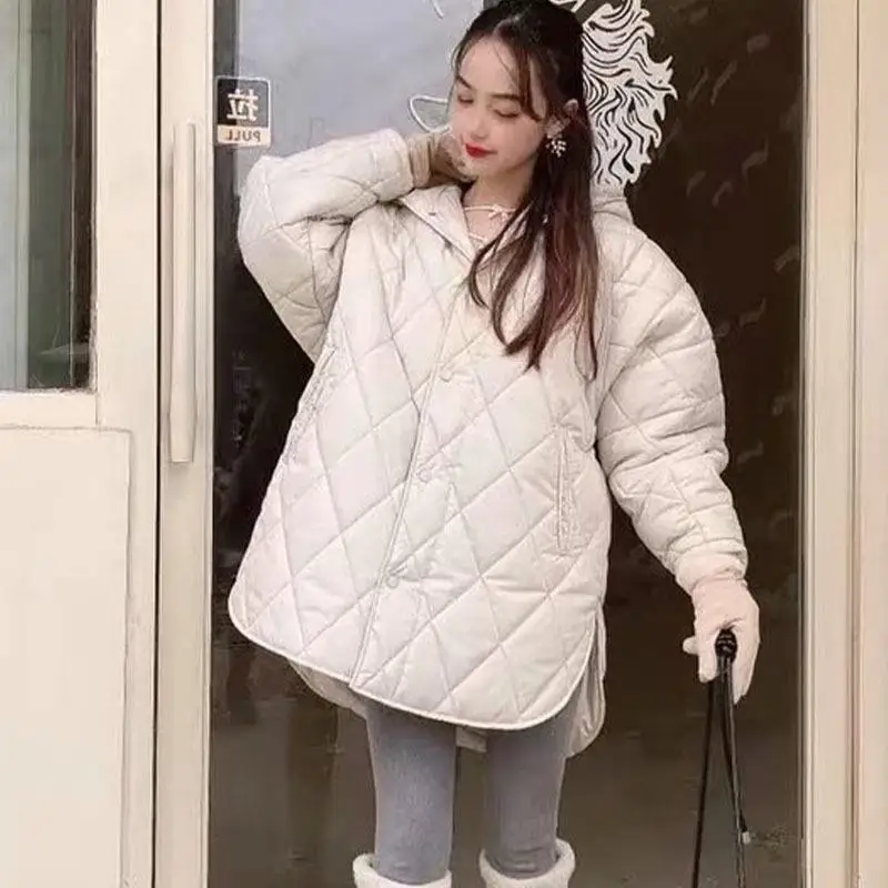 

Mandylandy Women's Winter Jacket Puffer Parkas 2022 Fashion Ladies Oversized Coat with Hood Elegant Long Thicken Warm Outerwear
