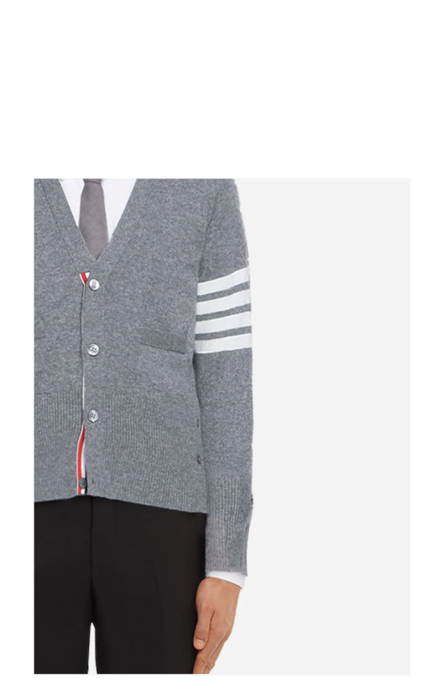 TB THOM Women's Sweater Autumn Winter Fashion Brand Men's Clothing Striped 4-Bar V-Neck Knitted Cardigan Coats Casual Sweaters