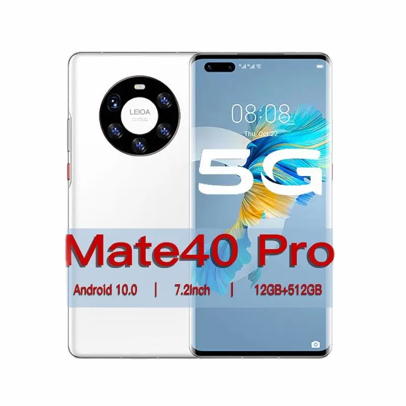 Mate 40 Pro+ Smartphone 12GB+512GB Full Screen Mobile Phones 7.2Inch Cellphone 16+32MP HD Camera 560