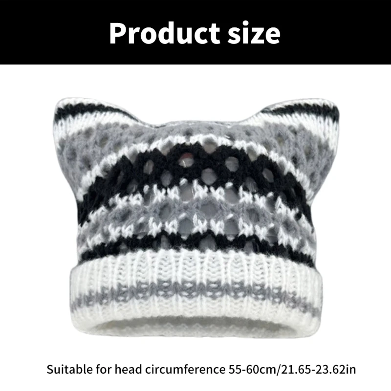 Вязаная вручную шапка для женщин модная 2000-х годов с кошачьими ушками шапки