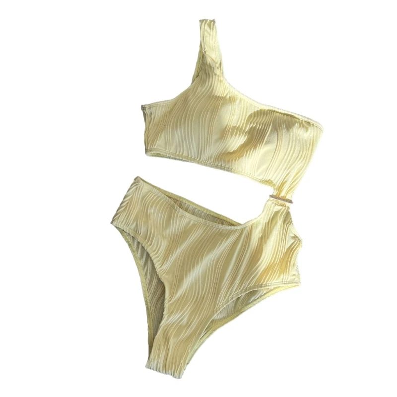 

Sexy One-Piece Swimsuit One-Shoulder Cut Out Ribbed Swimwear Bathing Suits Beauty-Bikini for Pool Beach-Party Women Girl GXMF