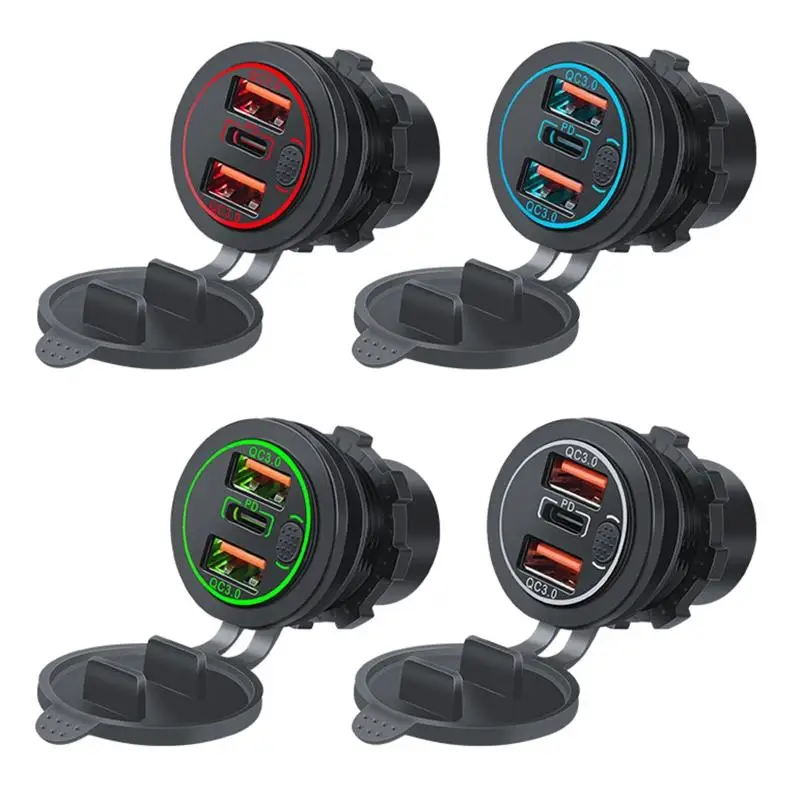 

3 Ports USB Car Charger Quick Charge 3.0 PD Fast Car Charger with On/Off Button