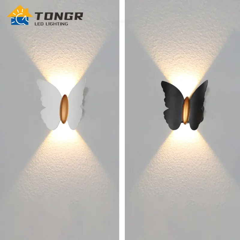 Купи LED Wall Lamp IP65 Outdoor Waterproof Garden Fence Light Simple Indoor Butterfly Wall Light for Home Decor Bedroom Corridor за 1,308 рублей в магазине AliExpress