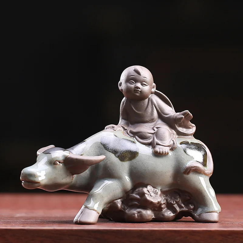 

Chinese-style Creative Ceramic Riding Cattle Boy Home Decoration Purple Sand Tea Pet Tea Ceremony Small Statue Ornaments