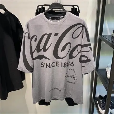 2021 футболка Coca-Cola рубашка с коротким рукавом брендовая мужская летняя свободная