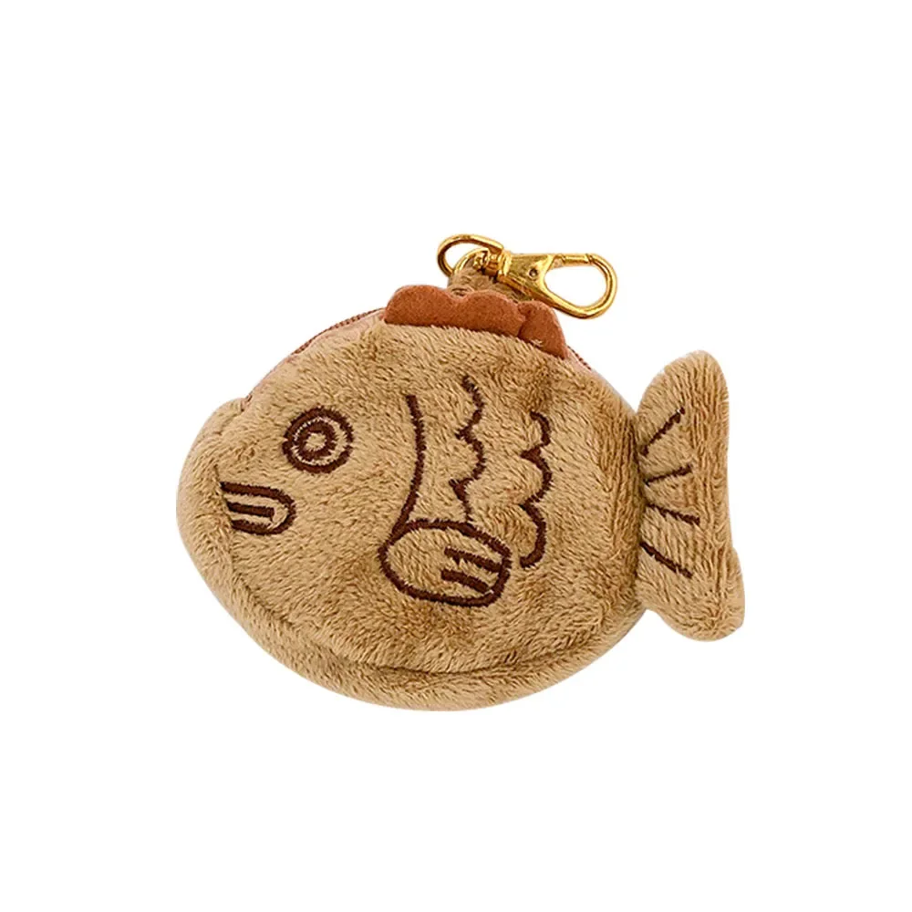 

10cm Japanese Creative Multifunction Soft Taiyaki Coin Purse with Zipper Cute School Bag Pendant Wrist Bag Plush Bag