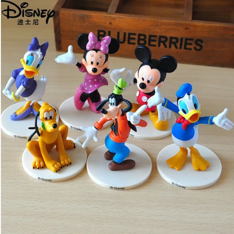 

6pcs/set Disney Mickey Mouse Figure Cartoon Anime Action Figurines Minnie Duck Goofy Model Dolls Girls Cake Topper Decor Toys