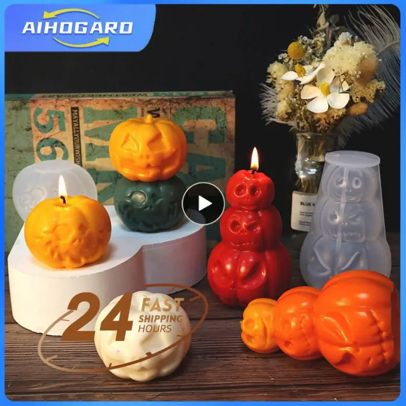 1~8PCS Halloween Pumpkin Candle Silicone Mold DIY Candle Making Soap Resin Chocolate Beeswax Mold Christmas Gifts Craft Home