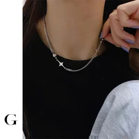 ghidbk stainless steel hip hop chain necklace for women men mix beads curb link chains starburst charm necklaces 2022 trendy