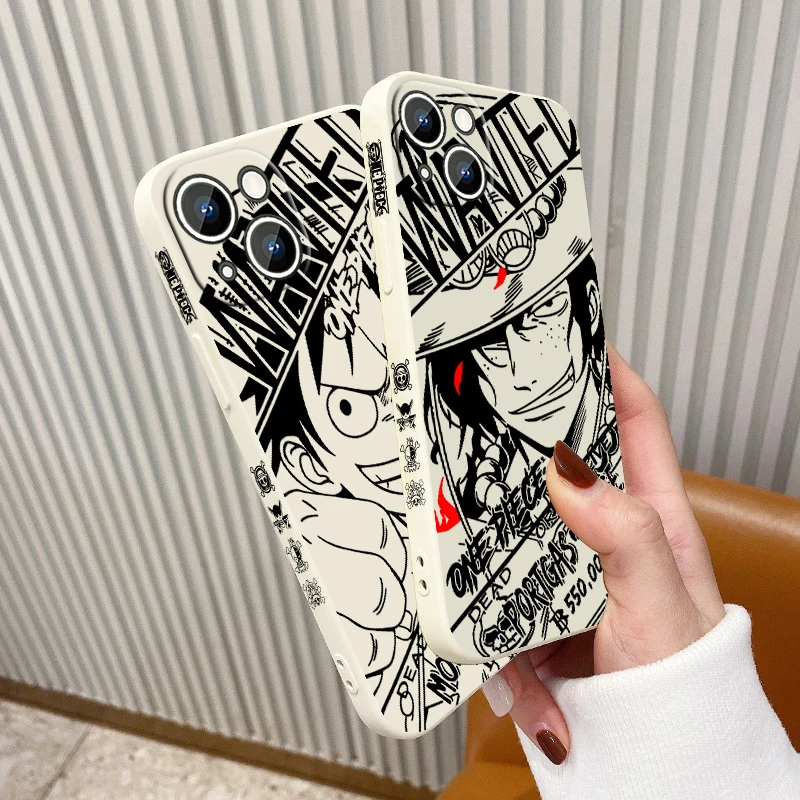 

Anime O-Ones Pieces Dark Apple iPhone Phone Case For 14 13 12 11 Pro Max Plus XS XR X 8 7 SE 2 3 Liquid Left Rope Cover